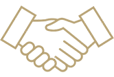 The Icon represents a handshake on a gray background. - Whitley-Sebti Law